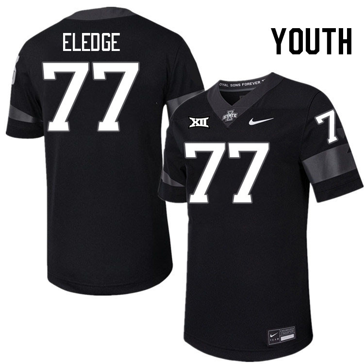 Youth #77 Easton Eledge Iowa State Cyclones College Football Jerseys Stitched-Black